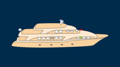 Кораб с механичен двигател и дължина, по-малка от 50м, на ход - светлини