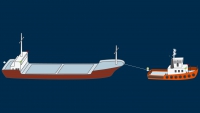A power-driven vessel towing, length of the tow under 200 m - lights